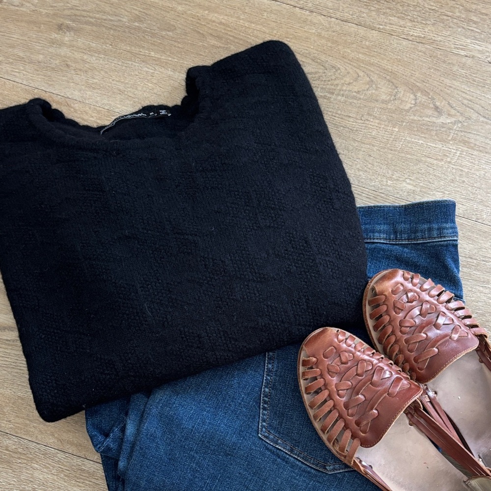Gudrun Sjoden Black Textured Wool Sweater